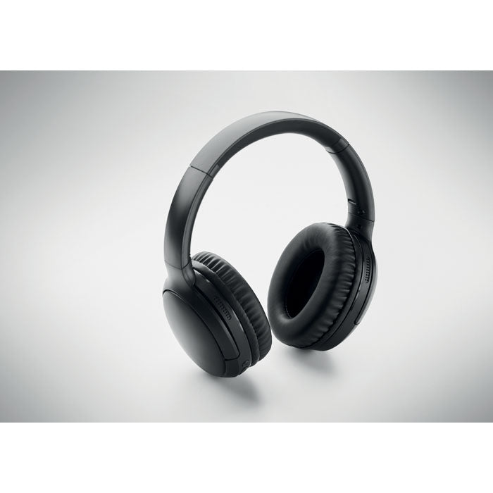 ECHO - Auriculares plegables en color negro, modelo inalámbrico plegable con almohadillas cómodas.