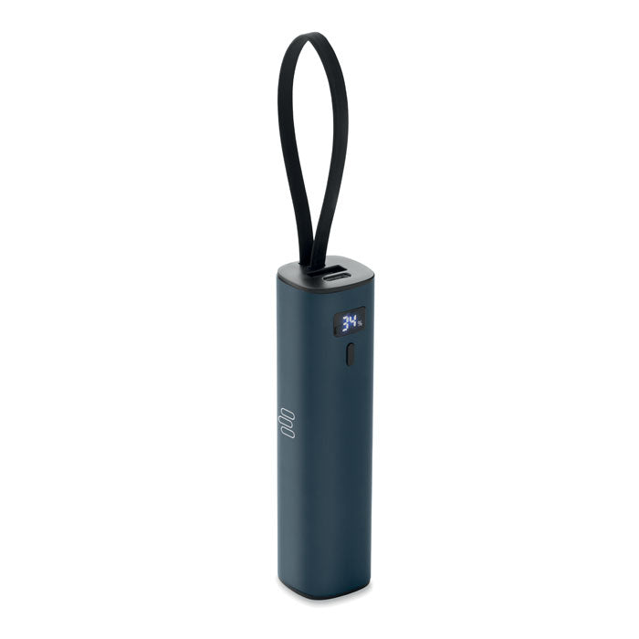 POWERTUBE - Powerbank 5000mAh PD 20W, powerbank portátil en color gris con indicador de batería.