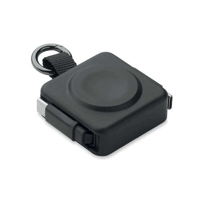 SKILFUL - Cable USB-C retráctil de 100 W con diseño compacto y llavero integrado.