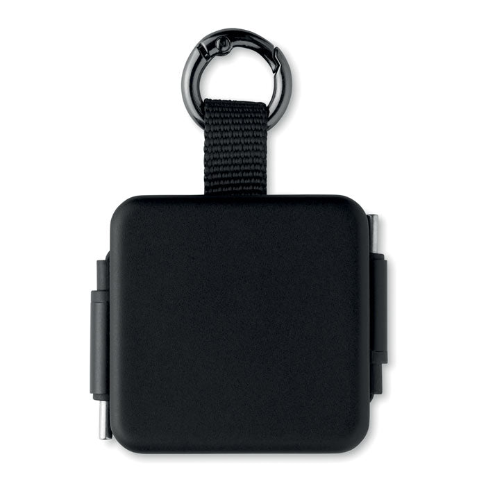 SKILFUL - Cable USB-C retráctil de 100 W con llavero y diseño compacto en color negro.