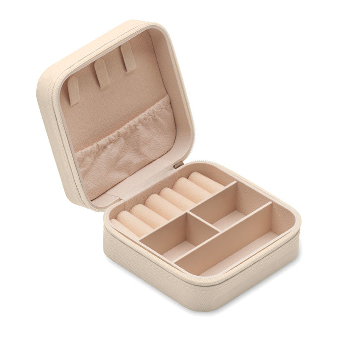 JULBOX - Joyero de viaje PU, joyero en piel sintética con compartimentos y espacio para anillos, diseño elegante y práctico.