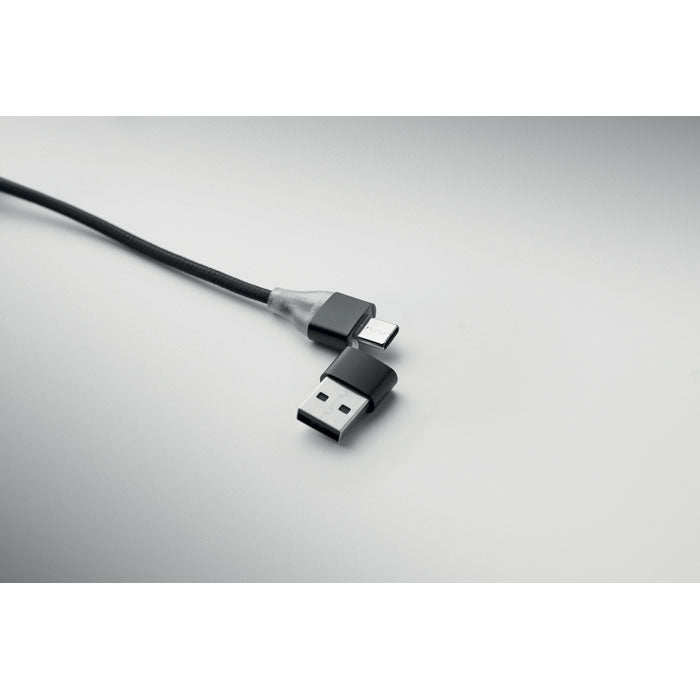 HUBLUE - Llavero cable de carga 3 en 1 con conectores USB-A y USB-C, ideal para carga y transferencia de datos.