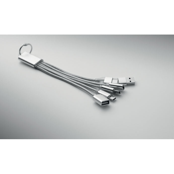 HUBLUE - Llavero cable de carga 3 en 1 con múltiples salidas USB y USB-C en aluminio y diseño compacto
