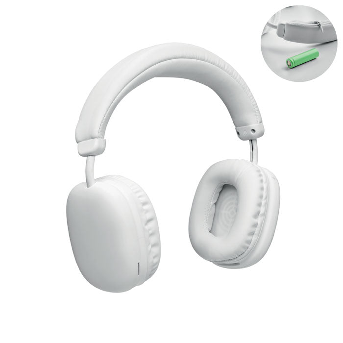Auriculares inalámbricos SYNC - en color blanco con micrófono y batería Li-Ion recargable.