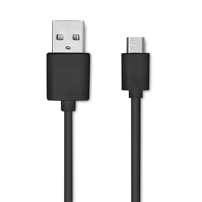 Cable USB-C negro para carga de dispositivos, incluyendo modelos de almohadas de masaje recargables.