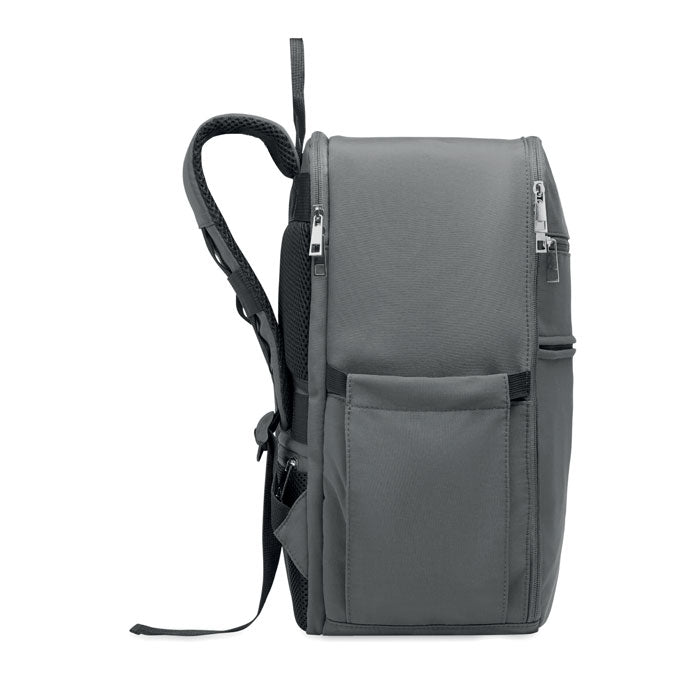 SALEM - Mochila cabina nylon 20L vista lateral con bolsillos y asas, color gris
