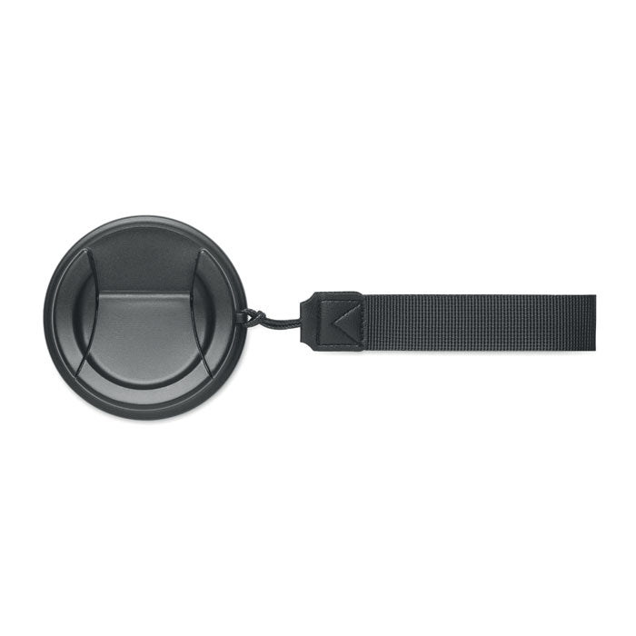 NAKANO - Vaso de acero reciclado 400 ml con tapa negra y correa de sujeción.