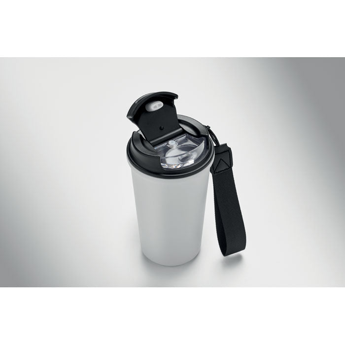 NAKANO - Vaso de acero reciclado 400 ml con tapa y asa, ideal para bebidas térmicas.