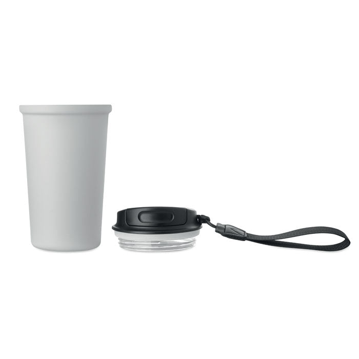 NAKANO - Vaso de acero reciclado 400 ml y tapa en imagen sobre fondo blanco.