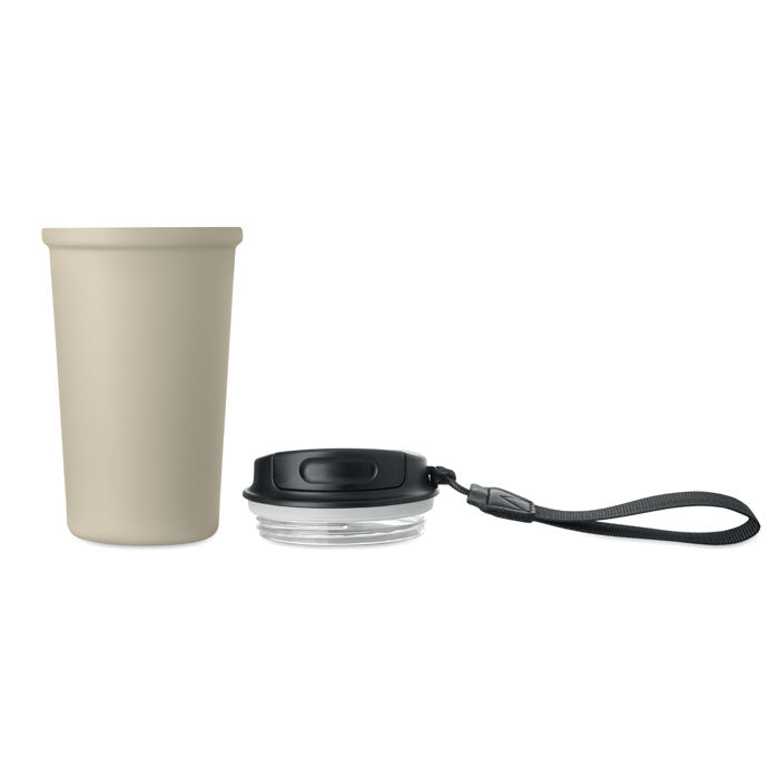 NAKANO - Vaso de acero reciclado 400 ml y tapa transparente, diseño funcional y ecológico.