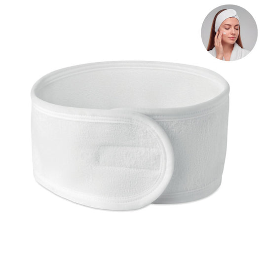 CINTA - Cinta ajustable de microfibra blanca para el cabello ideal en rutinas de cuidado facial y maquillaje.