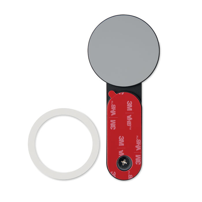 Soporte magnético p/teléfono SCREENTACH con base adhesiva 3M y anillo metálico para fijar el móvil.