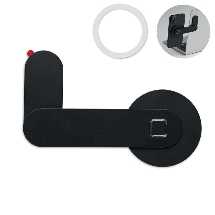 SCREENTACH - Soporte magnético p/teléfono en color negro con anillo metálico para teléfonos no compatibles.