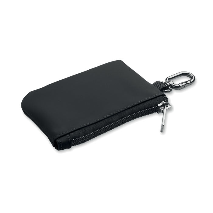 GUARDO - Cartera llavero PU y mosquetón en color negro, con cremallera y mosquetón de aleación de zinc.