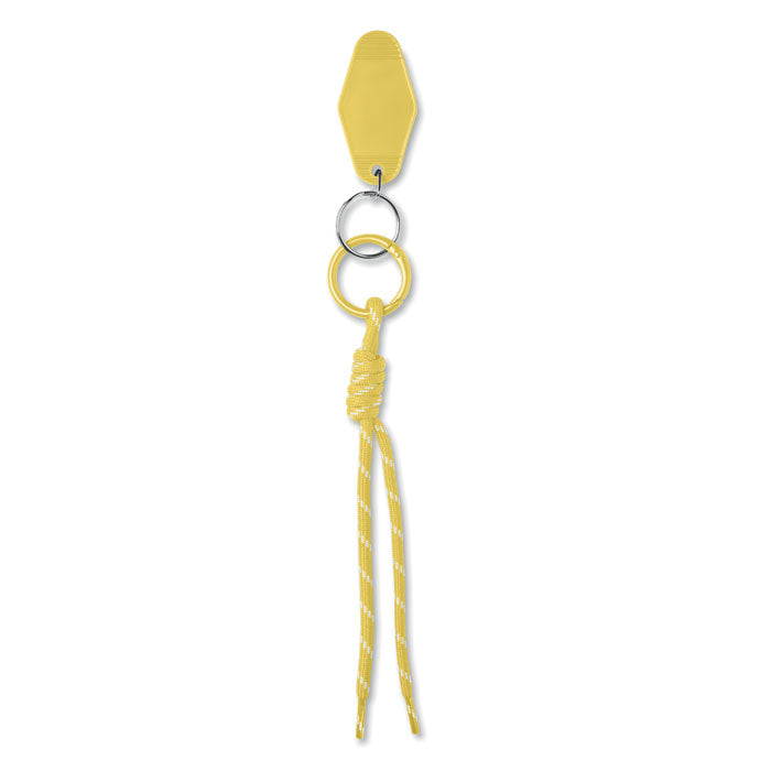 KEYBRAID - Llavero cuerda trenzada en color amarillo con anilla y etiqueta de ABS.