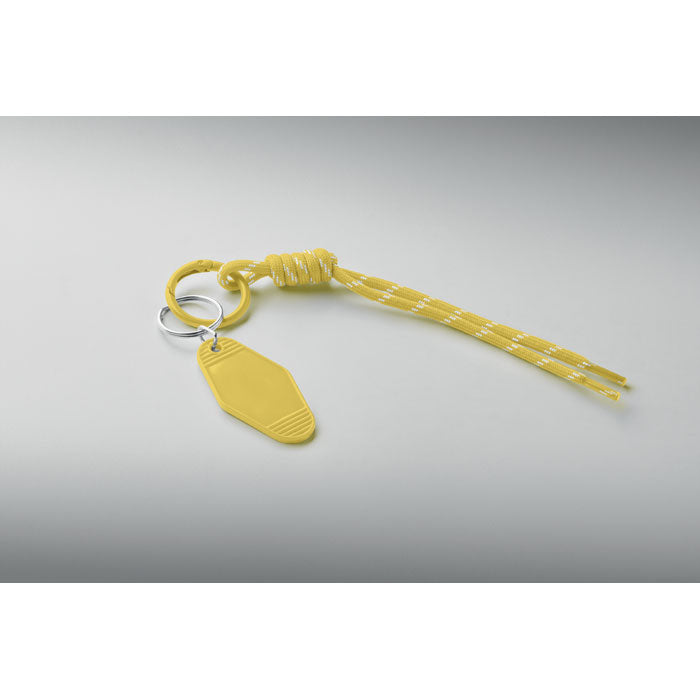 KEYBRAID - Llavero cuerda trenzada en color amarillo con etiqueta de ABS y anilla de aleación de zinc.