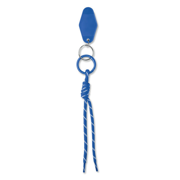 KEYBRAID - Llavero cuerda trenzada de poliéster en color azul con anilla y etiqueta de ABS.