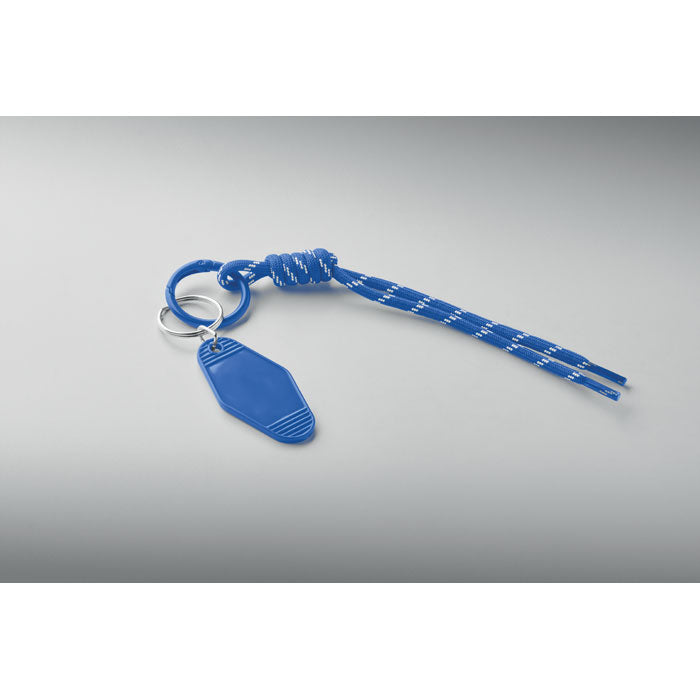 KEYBRAID - Llavero cuerda trenzada en color azul con anilla de aleación y etiqueta de ABS.