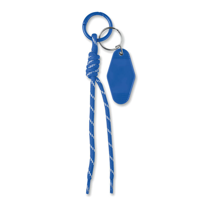 KEYBRAID - Llavero cuerda trenzada en color azul con anilla y etiqueta de ABS.