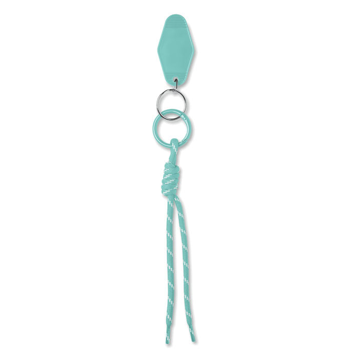 KEYBRAID - Llavero cuerda trenzada en color aqua con anilla de aleación y etiqueta de ABS.
