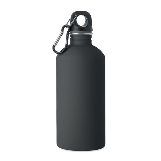 Botella pared acero inoxidable 500 ml con acabado engomado y mosquetón de aluminio incluido.