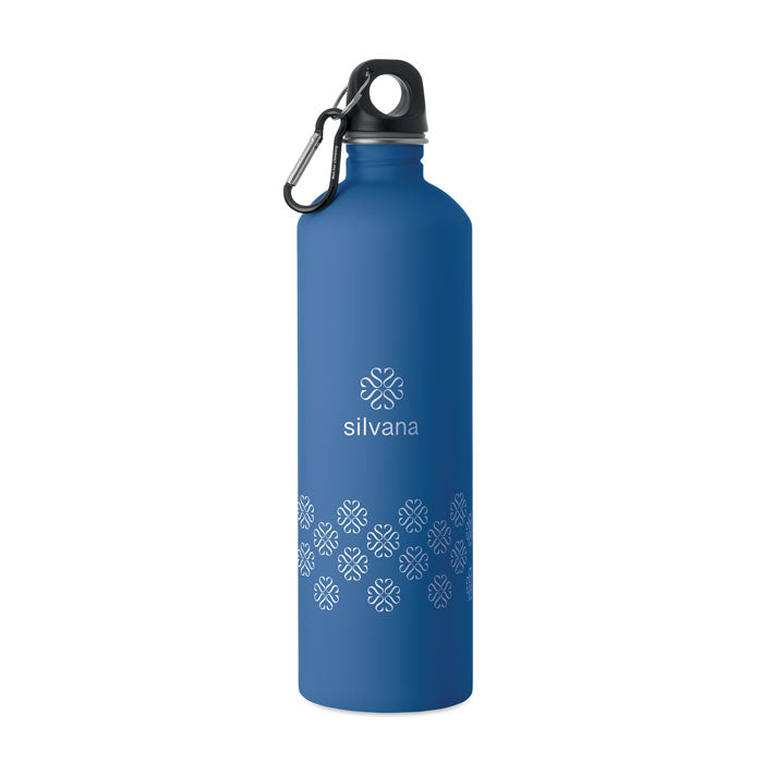 REBIG MOSS SOFT - Botella de pared simple 750 ml en color azul con diseño y mosquetón.