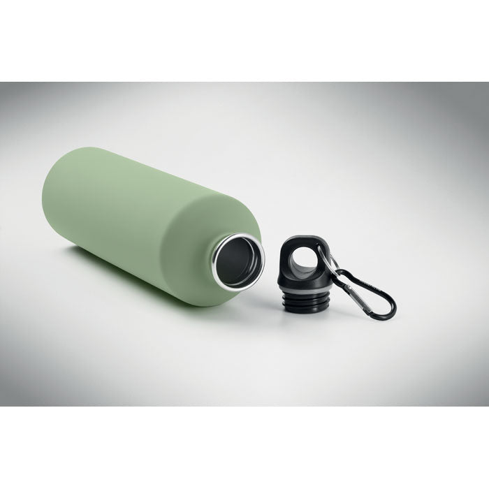 REBIG MOSS SOFT - Botella de pared simple 750 ml en color verde, con tapa y mosquetón de aluminio.
