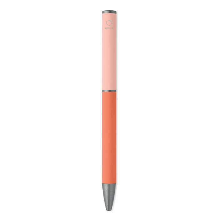 FILLAN - Bolígrafo aluminio reciclado en colores coral y rosa con clip plateado.