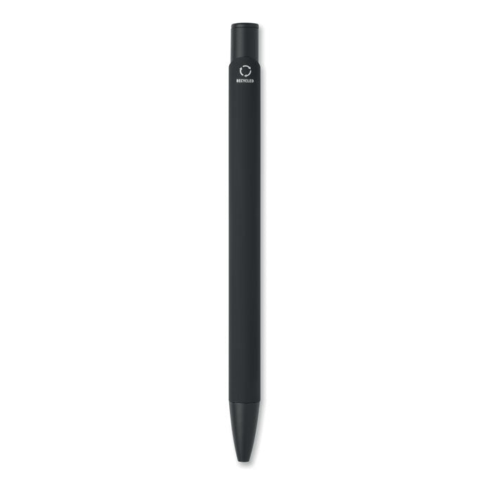 ESCRI SET - Bolígrafo y llavero de PU, bolígrafo pulido de aluminio reciclado en color negro.