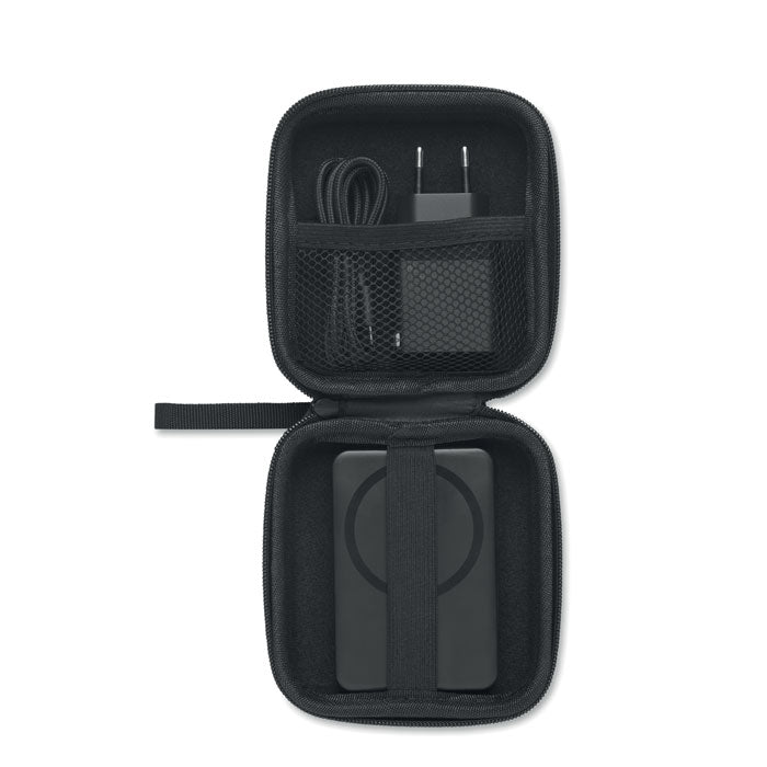 ATLAS - Powerbank magnético 5000mAh en funda con cargador y cable.