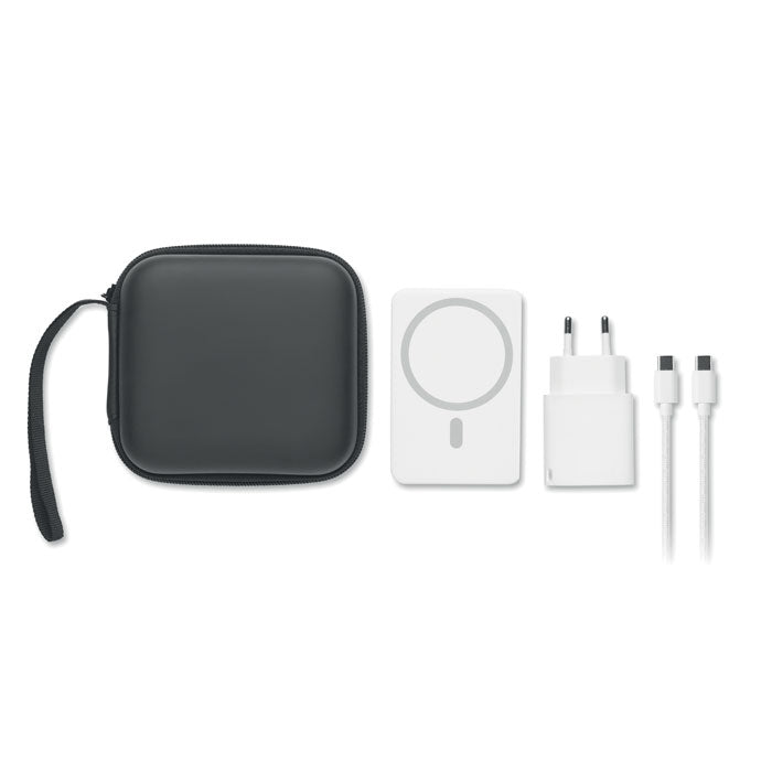 ATLAS - Powerbank magnético 5000mAh con funda, cargador y cables incluidos