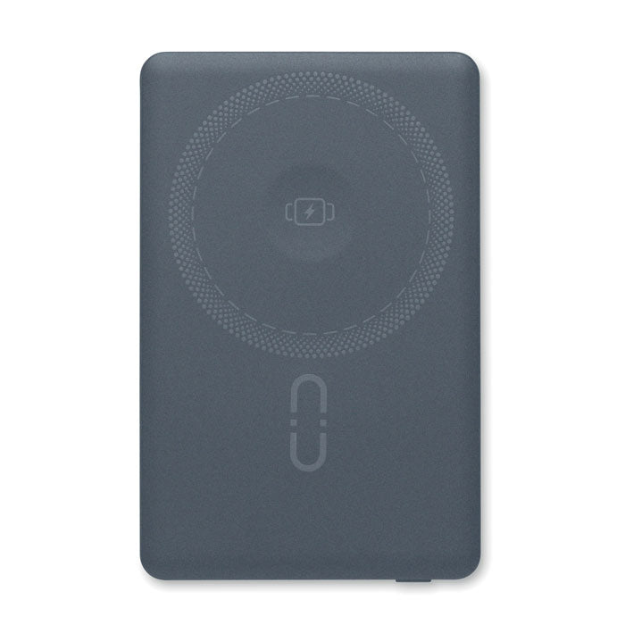 POWERBANK magnético 5000 mAh aluminio reciclado CORE - carga inalámbrica 15W y PD 20W, incluye cable USB-C.