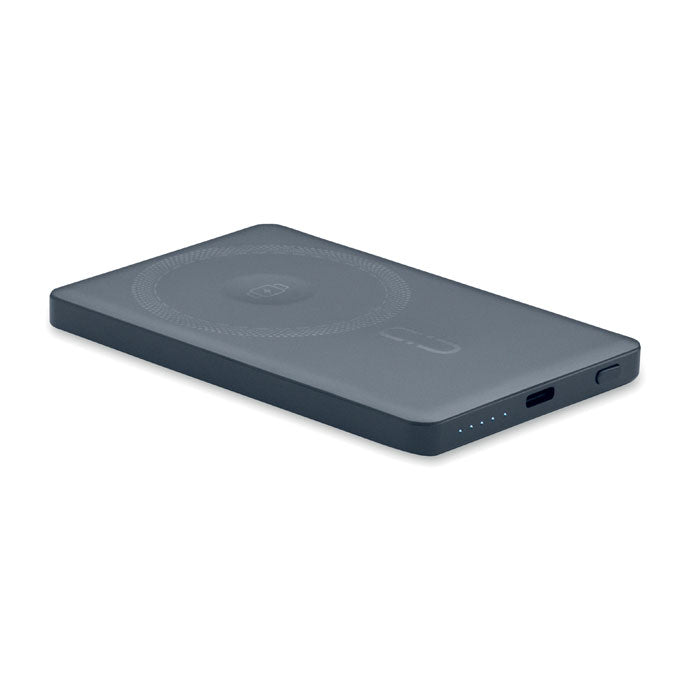 CORE - powerbank magnético de 5000 mAh en color gris con carga inalámbrica y puerto USB-C.