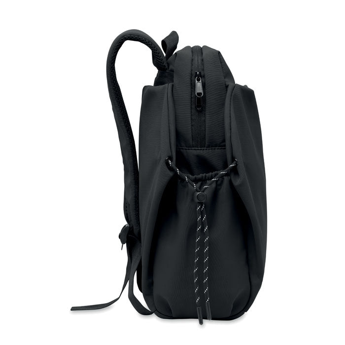 NAPA - Mochila nylon PC  16" 17L vista lateral con cremallera y cordón ajustable en color negro