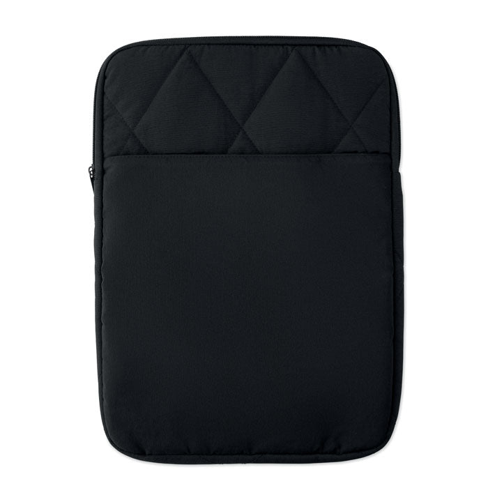 Funda portátil 15 pulgadas nylon acolchada, color negro, con acolchado en rombos y bolsillo frontal.