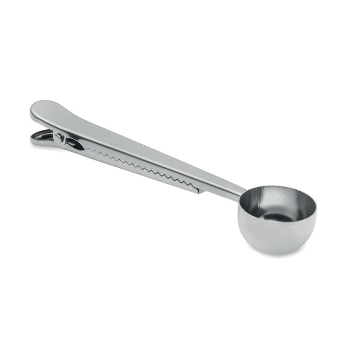 SPOONCOOP - Cuchara con clip para bolsa de acero inoxidable, 15 ml, ideal para café y proteínas