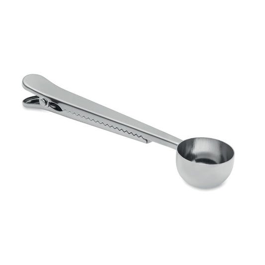 SPOONCOOP - Cuchara con clip para bolsa de acero inoxidable, 15 ml, ideal para café y proteínas