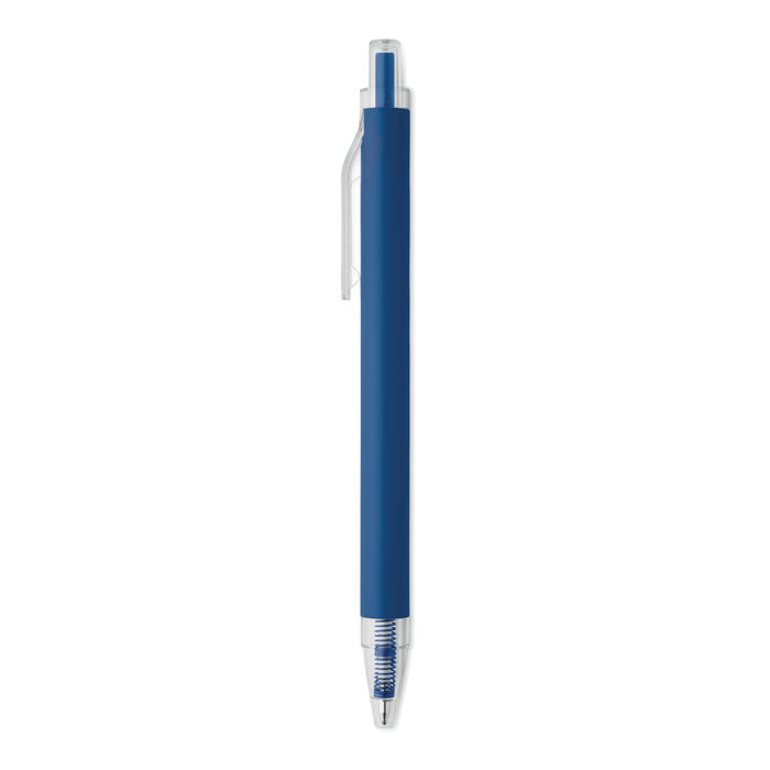 NOSTA - Bolígrafo aluminio reciclado en color azul con acabado mate y detalles en plata.