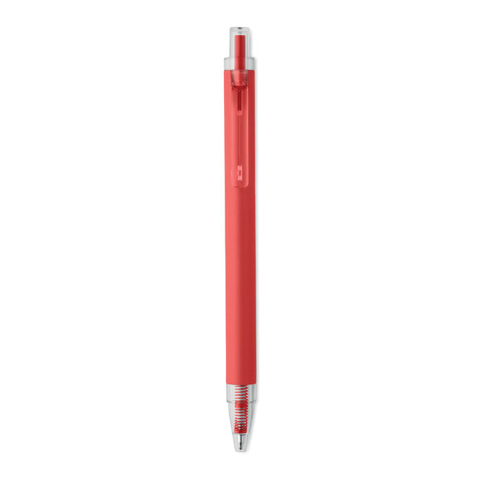 NOSTA - Bolígrafo aluminio reciclado en color rojo con detalles plateados y diseño moderno.