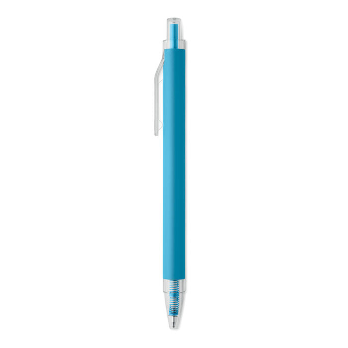 NOSTA - Bolígrafo aluminio reciclado en color azul, con acabado mate y diseño elegante.