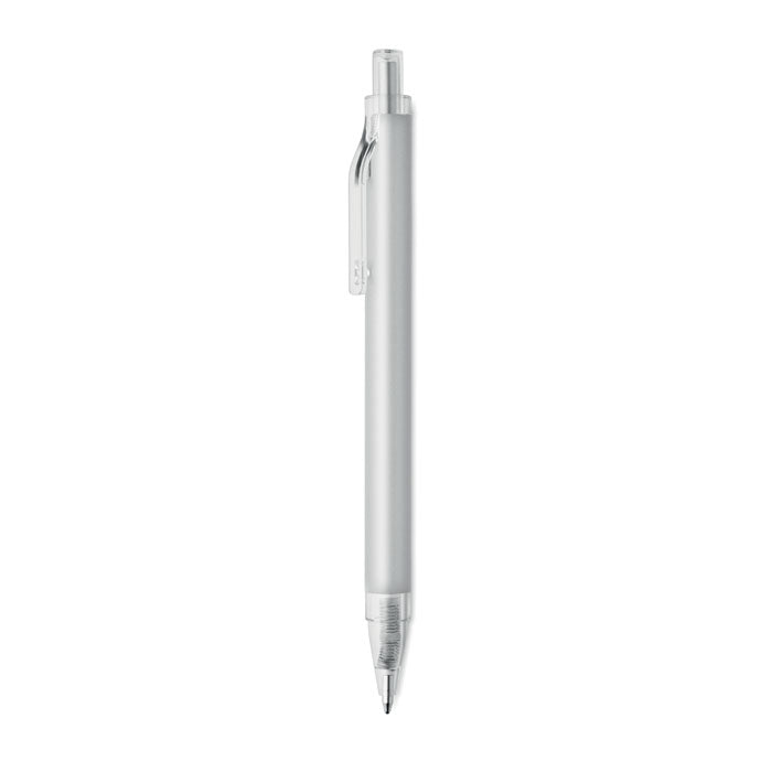 NOSTA - Bolígrafo aluminio reciclado con acabado mate y detalles elegantes en punta, clip y pulsador.