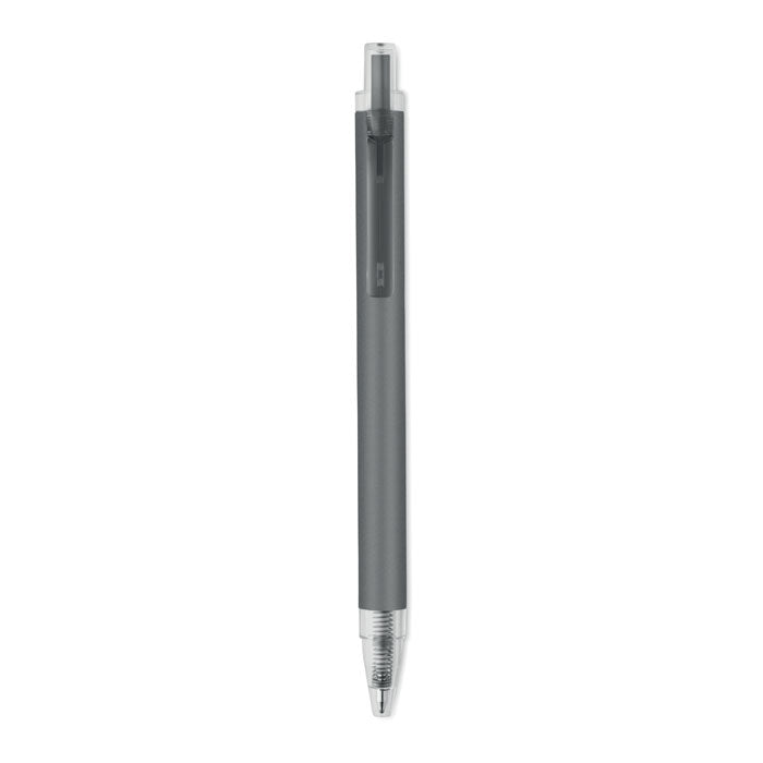 NOSTA - Bolígrafo aluminio reciclado en color gris mate, diseño moderno y elegante con tinta azul.