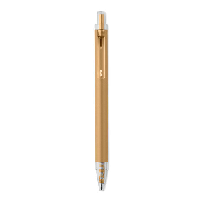 NOSTA - Bolígrafo aluminio reciclado de color dorado con acabado mate y diseño moderno.