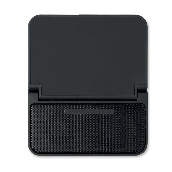 CHARGEBEAT - Altavoz y cargador de 15 W, vista superior del altavoz inalámbrico con soporte para móvil.