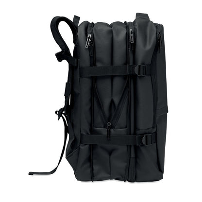 Mochila extensible vista de perfil comprimida