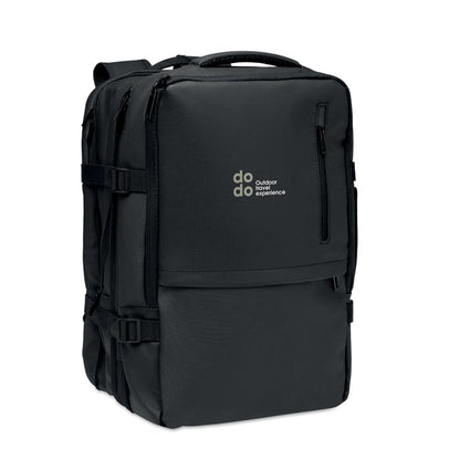 Mochila negra extensible vista frontal cerrada