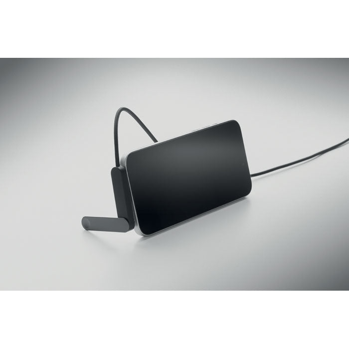 NIFTY - Cable USB-C 60W con soporte, vista lateral del cable con soporte para dispositivos móviles.