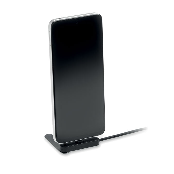 NIFTY - Cable USB-C 60W con soporte conectado a un teléfono móvil en un soporte elegante.