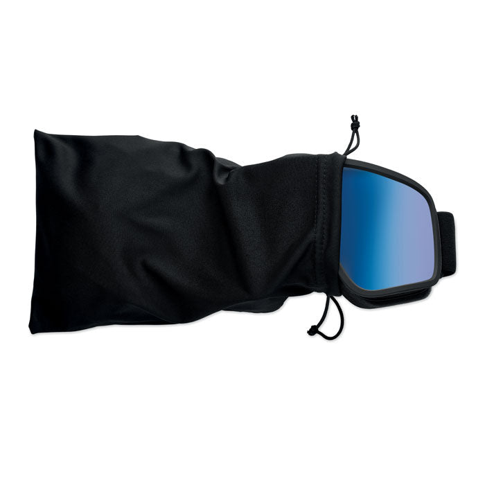 NISEKO - Gafas de esquí UV400 en funda negra con lente espejada.