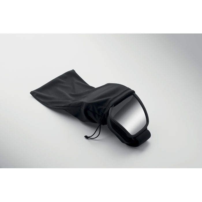 NISEKO - Gafas de esquí UV400 con funda negra y lente espejada, ideal para protección y estilo en el esquí.